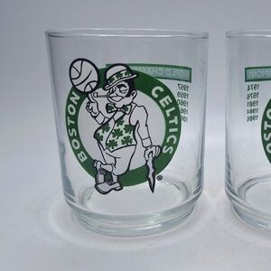 2 Vintage 1986 Boston Celtics NBA World Champions 4" Drinking Glass by Mobil